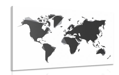 CANVAS PRINT ABSTRACT WORLD MAP IN BLACK AND WHITE - PICTURES OF MAPS - PICTURES