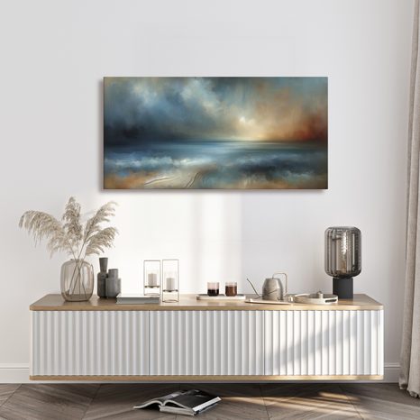 OBRAZ KLIDNÉ MOŘE V ABSTRAKCI - OBRAZY VÝCHOD A ZÁPAD SLUNCE - OBRAZY
