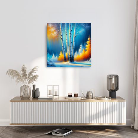 WANDBILD WALDRUHE UNTER SCHNEE - BILDER WALD - BILDER