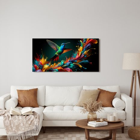 OBRAZ KOLIBŘÍK A VÝBUCH BAREV - OBRAZY PTÁCI - OBRAZY