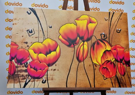 SLIKA RDEČ POLJSKI MAK V ETNO PRIDIHU - ABSTRAKTNE SLIKE - SLIKE