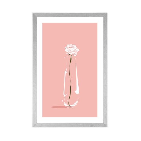 PLAKÁT S PASPARTOU MINIMALISTICKÝ KVĚT - VÁZY - PLAKÁTY