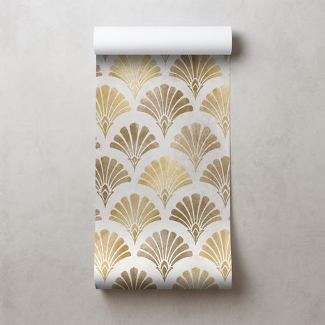 TAPÉTA ARANY ART DECO KAGYLÓK - MINTÁS TAPÉTÁK - TAPÉTÁK