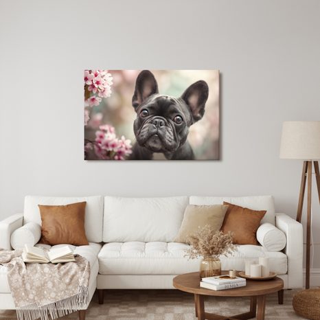 OBRAZ ROZTOMILÝ BULDOČEK MEZI KVĚTY - OBRAZY PSI - OBRAZY