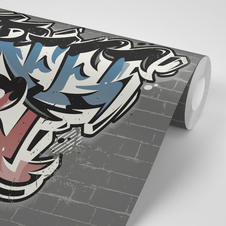 CARTA DA PARATI AUTOADESIVA – IMITAZIONE MATTONI CON SCRITTA STREET ART - CARTA DA PARATI AUTOADESIVE - CARTA DA PARATI