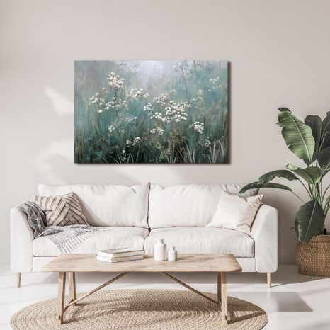 WANDBILD ZARTE BLÜTEN IM NEBEL - BILDER BLUMEN - BILDER