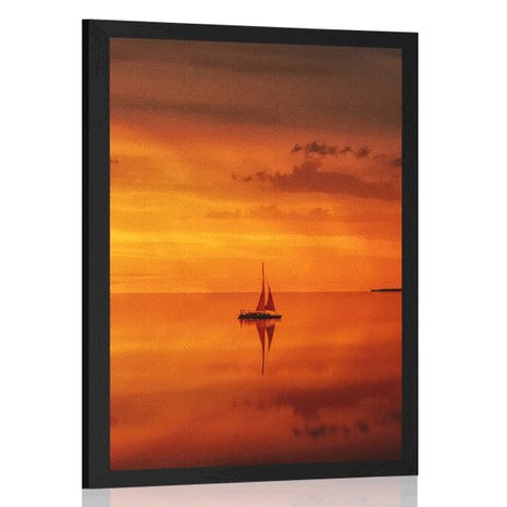 POSTER LONELY BOAT ON THE OPEN SEA - NATURE - POSTERS