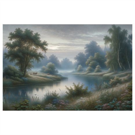 OBRAZ ŘEKA V OPARU - OBRAZY PŘÍRODY A KRAJINY - OBRAZY