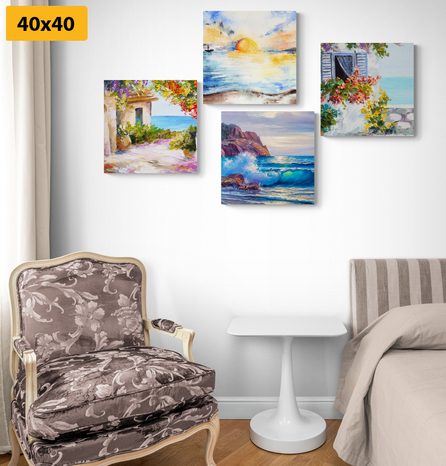 SET DI QUADRI – TOCCO DI MARE IN IMITAZIONE DI PITTURA A OLIO - COLLEZIONI DI QUADRI - STAMPE E QUADRI