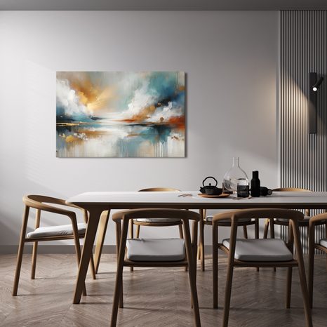 WANDBILD GOLDENER HIMMEL ÜBER DEM WASSER - BILDER SEEN - BILDER