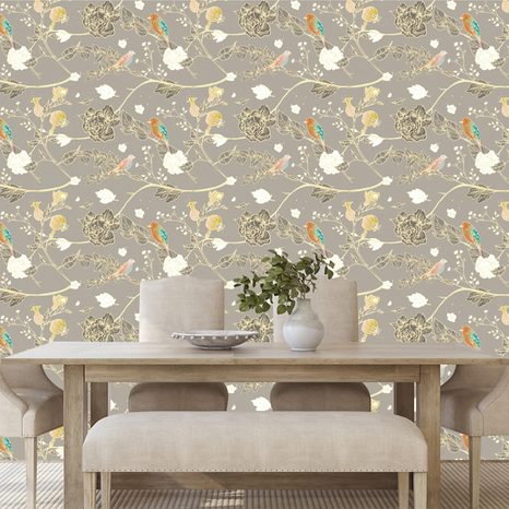 SELF ADHESIVE WALLPAPER BEAUTIFUL BIRDS ON BRANCHES