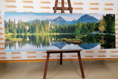 TABLEAU SUR TOILE – MAGNIFIQUE PANORAMA DE MONTAGNES AU BORD DU LAC - TABLEAUX DE LA NATURE ET DES PAYSAGES - TABLEAUX