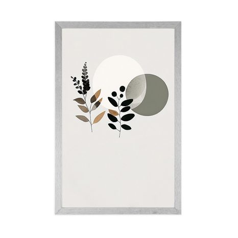 POSTER – FOGLIE MINIMALISTE CON SFONDO BOHO - BOTANICO - POSTER