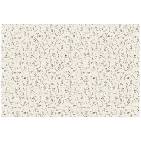 TAPETA ABSTRAKTNÍ KRESBY TVÁŘÍ NA BÉŽOVÉM POZADÍ - TAPETY LIDÉ A CELEBRITY - TAPETY