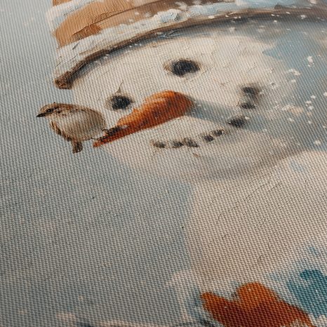 WEIHNACHTLICHES WANDBILD SCHNEEMANN UND FREUND SPATZ - WEIHNACHTS- UND WINTERBILDER - BILDER