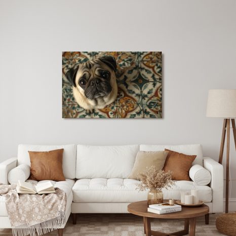 OBRAZ ROZTOMILÝ MOPS NA DLAŽBĚ - OBRAZY PSI - OBRAZY