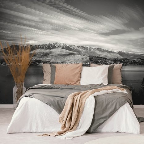 SELF ADHESIVE WALL MURAL EARLY EVENING BLACK AND WHITE LAKE - SELF-ADHESIVE WALLPAPERS - WALLPAPERS
