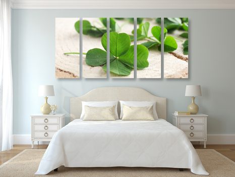 5-DÍLNÝ OBRAZ ZELENÉ ČTYŘLÍSTKY - OBRAZY ZÁTIŠÍ - OBRAZY