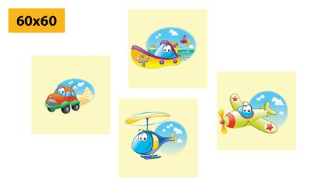 SET OBRAZŮ ROZTOMILÉ DOPRAVNÍ PROSTŘEDKY - SESTAVY OBRAZŮ - OBRAZY