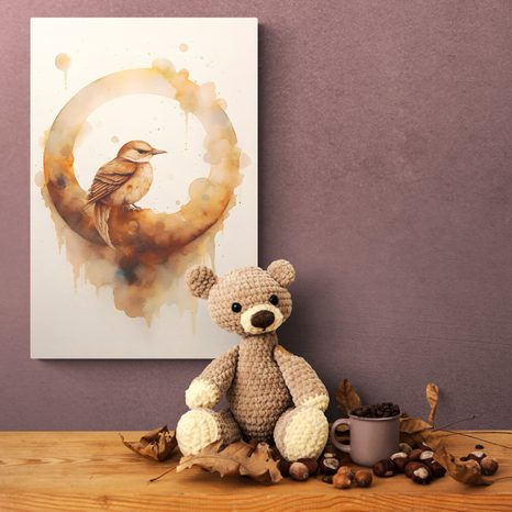 QUADRO SU TELA – UCCELLINO SOGNANTE - ANIMALI DA SOGNO - STAMPE E QUADRI