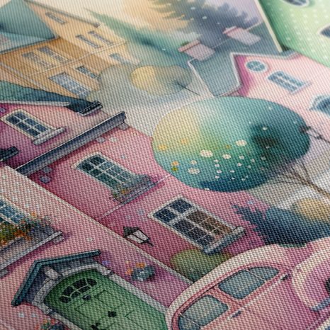 WANDBILD MAGISCHE GASSEN DER PASTELLSTADT - BILDER FÜR KINDER - BILDER