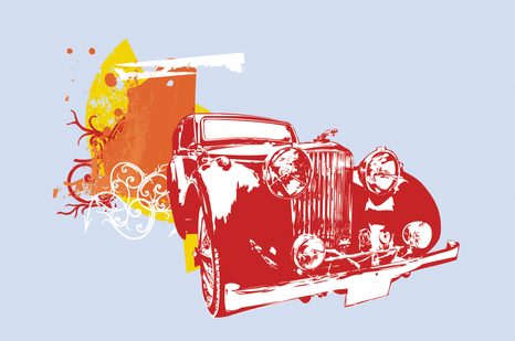 SELBSTKLEBENDE TAPETE RETRO-AUTO MIT ABSTRAKTION - SELBSTKLEBENDE TAPETEN - TAPETEN