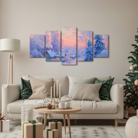 5-DÍLNÝ OBRAZ ZIMNÍ POHÁDKA V HORÁCH - VÁNOČNÍ A ZIMNÍ OBRAZY - PICTURES