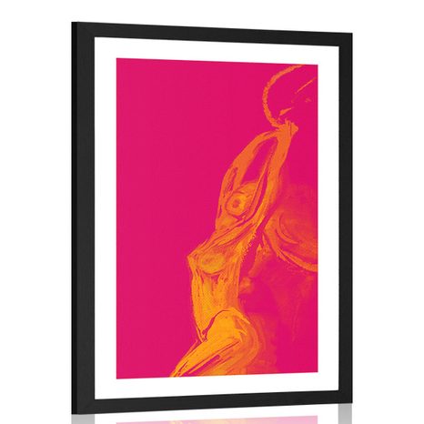 POSTER PASSEPARTOUT BRIGHT SILHOUETTE OF A WOMAN