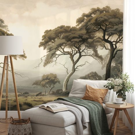 TAPET PEISAJ LINIȘTIT CU COPACI MAIESTUOȘI - TAPET COPACI - TAPETURI