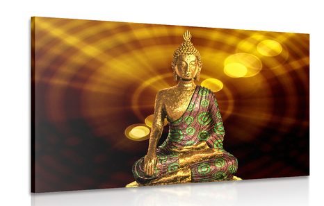 CANVAS PRINT BUDDHA STATUE WITH AN ABSTRACT BACKGROUND - PICTURES FENG SHUI - PICTURES