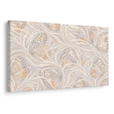 TABLEAU SUR TOILE – PAPILLONS PASTEL DANS UN VOILE - TABLEAUX PAPILLONS - TABLEAUX