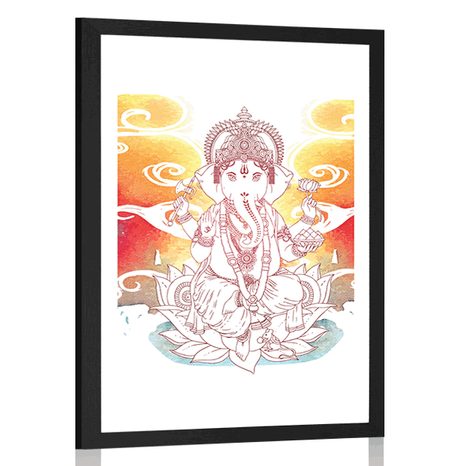 POSTER MIT PASSEPARTOUT HINDUISTISCHER GANESHA - FENG SHUI - POSTER