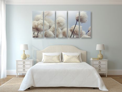 5-RÉSZES KÉP SARKVIDÉKI PAMUT VIRÁGOK - VIRÁGMINTÁS KÉPEK - KÉPEK