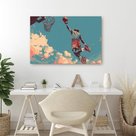WANDBILD BASKETBALLSPRUNG ZUM HIMMEL - POP-ART-BILDER - BILDER