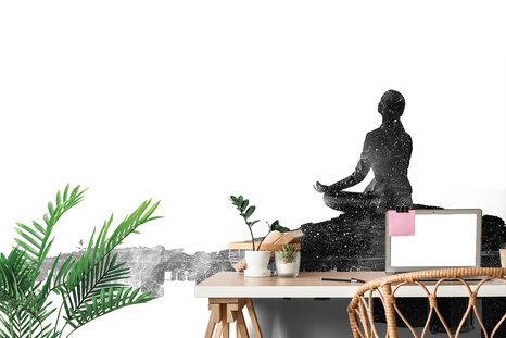 SAMOLEPÍCÍ TAPETA MEDITACE ŽENY V ČERNOBÍLÉM PROVEDENÍ - SAMOLEPÍCÍ TAPETY - TAPETY