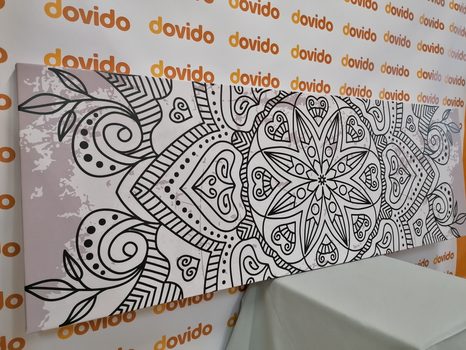 OBRAZ MANDALA SE STARODÁVNÝM NÁDECHEM V ČERNOBÍLÉM PROVEDENÍ - ČERNOBÍLÉ OBRAZY - OBRAZY