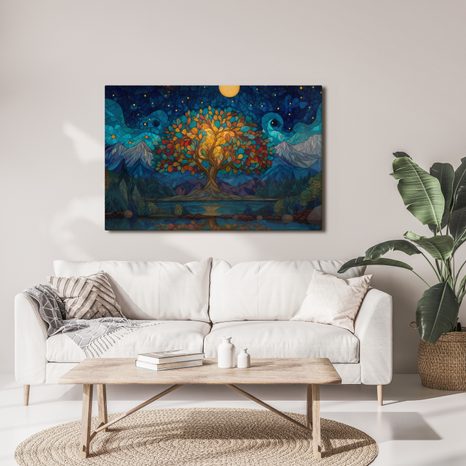 WANDBILD BAUM DES LEBENS UNTER STERNEN - BILDER BÄUME DES LEBENS - BILDER