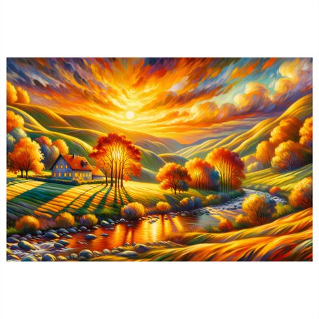 OBRAZ PODZIMNÍ KRAJINA SE ZÁPADEM - OBRAZY VÝCHOD A ZÁPAD SLUNCE - OBRAZY