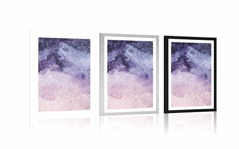 PLAGÁT S PASPARTOU ABSTRAKCIA NOČNEJ OBLOHY - ABSTRAKTNÉ A VZOROVANÉ - PLAGÁTY