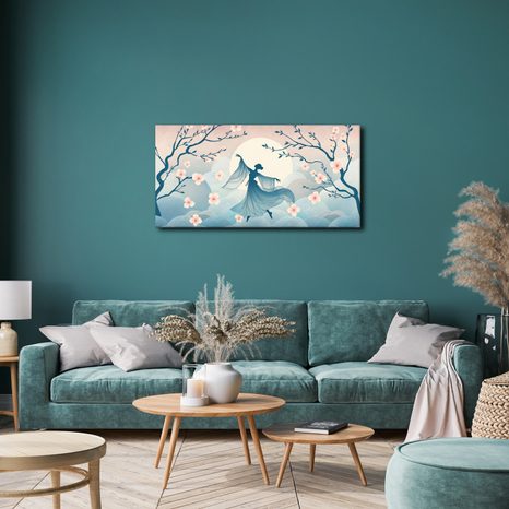 OBRAZ SILUETA TANEČNICE MEZI SAKURAMI - OBRAZY ŽENY - OBRAZY