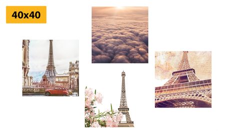 SET DI QUADRI – TORRE EIFFEL A PARIGI - COLLEZIONI DI QUADRI - STAMPE E QUADRI