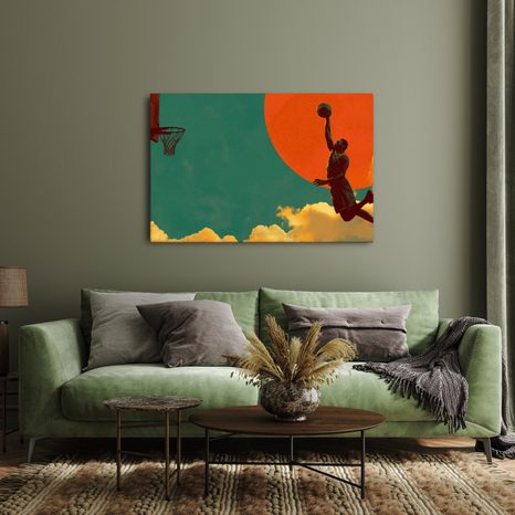 WANDBILD BASKETBALLSPRUNG UNTER DER SONNE - POP-ART-BILDER - BILDER