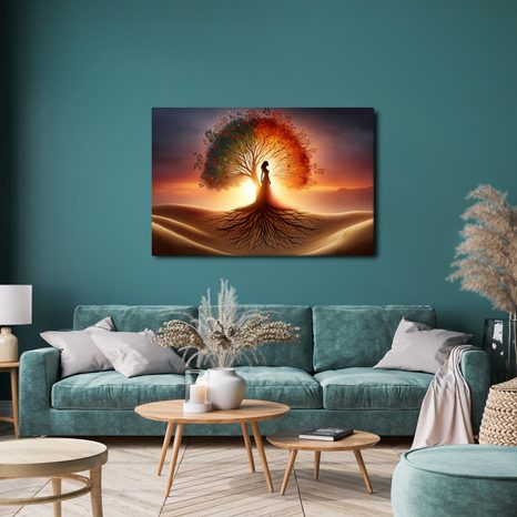 OBRAZ SILUETA ŽENY A STROM ŽIVOTA - OBRAZY STROMY ŽIVOTA - OBRAZY