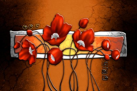 TAPETA ČERVENÉ VLČÍ MÁKY A MAKOVICE - ABSTRAKTNÍ TAPETY - TAPETY