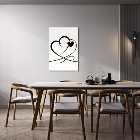 WANDBILD MINIMALISTISCHE SCHWARZE HERZEN - BILDER MIT LIEBESMOTIVEN - BILDER