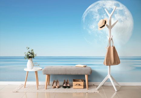 TAPETE MOND ÜBER DEM MEER - UNIVERSUM- UND STERNE-TAPETEN - TAPETEN