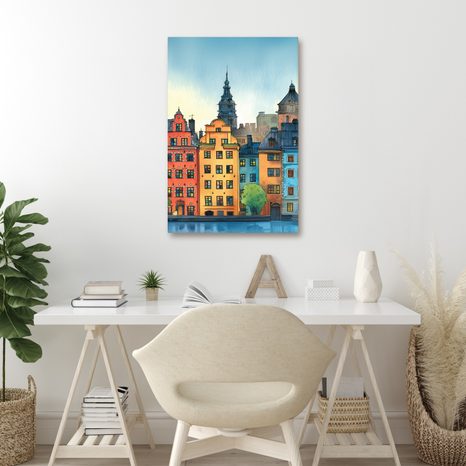 WANDBILD BUNTE HÄUSER DER ALTSTADT - BUNTE HÄUSER - BILDER