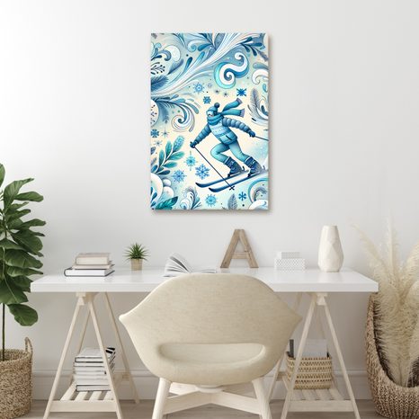 WANDBILD FREUDE AM SKIFAHREN - BILDER VON BERGEN - BILDER