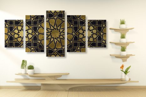 5-DÍLNÝ OBRAZ ORIENTÁLNÍ MOZAIKA - ABSTRAKTNÍ OBRAZY - OBRAZY