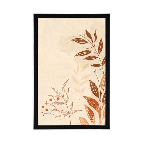 POSTER MINIMALISTISCHE BLÄTTER PEACH FUZZ - BÄUME UND LAUB - POSTER